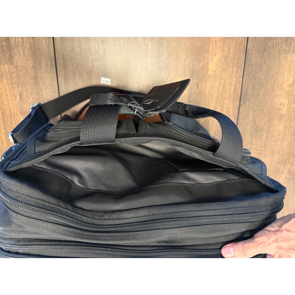 Tumi Alpha Black Ballistic Nylon Expandable Briefcase Laptop Bag Travel Office - Picture 8 of 13